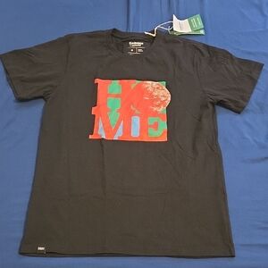Embrace Black Graphic Tee with Red and Green Design